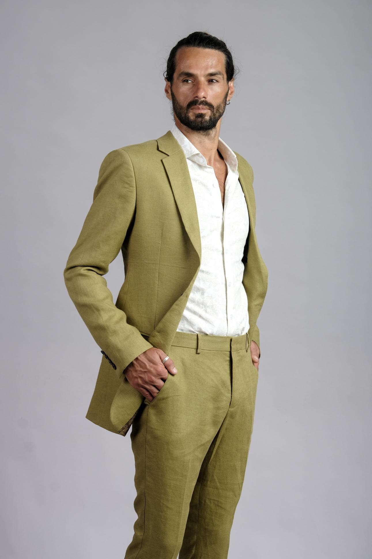 JACKET LINEN MÀU Ô LIU SLIM-FIT