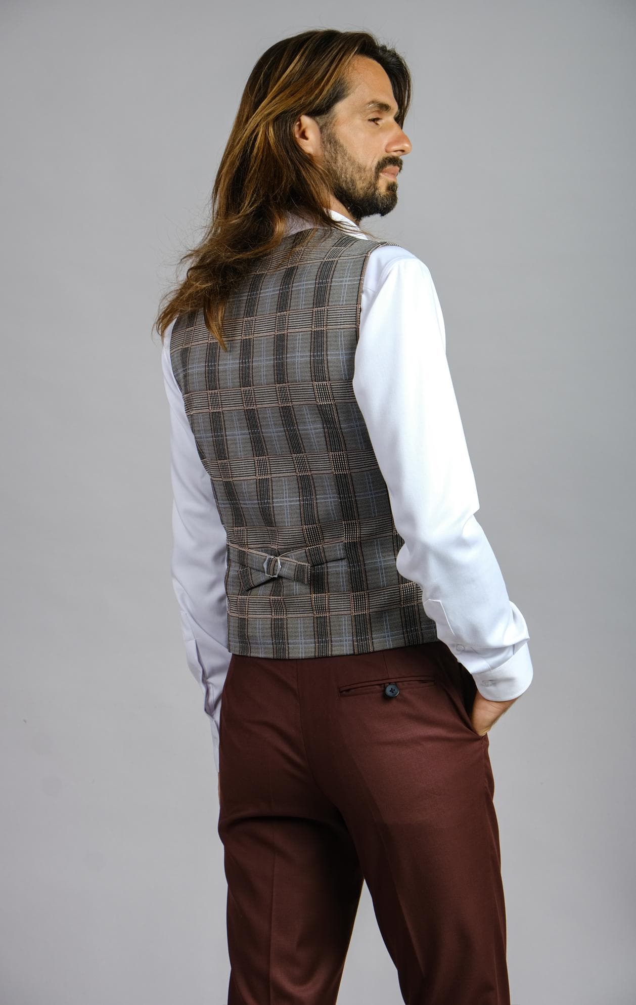 BỘ SUIT 3 MẢNH PHA LEN Ý MÀU ĐỎ ĐÔ