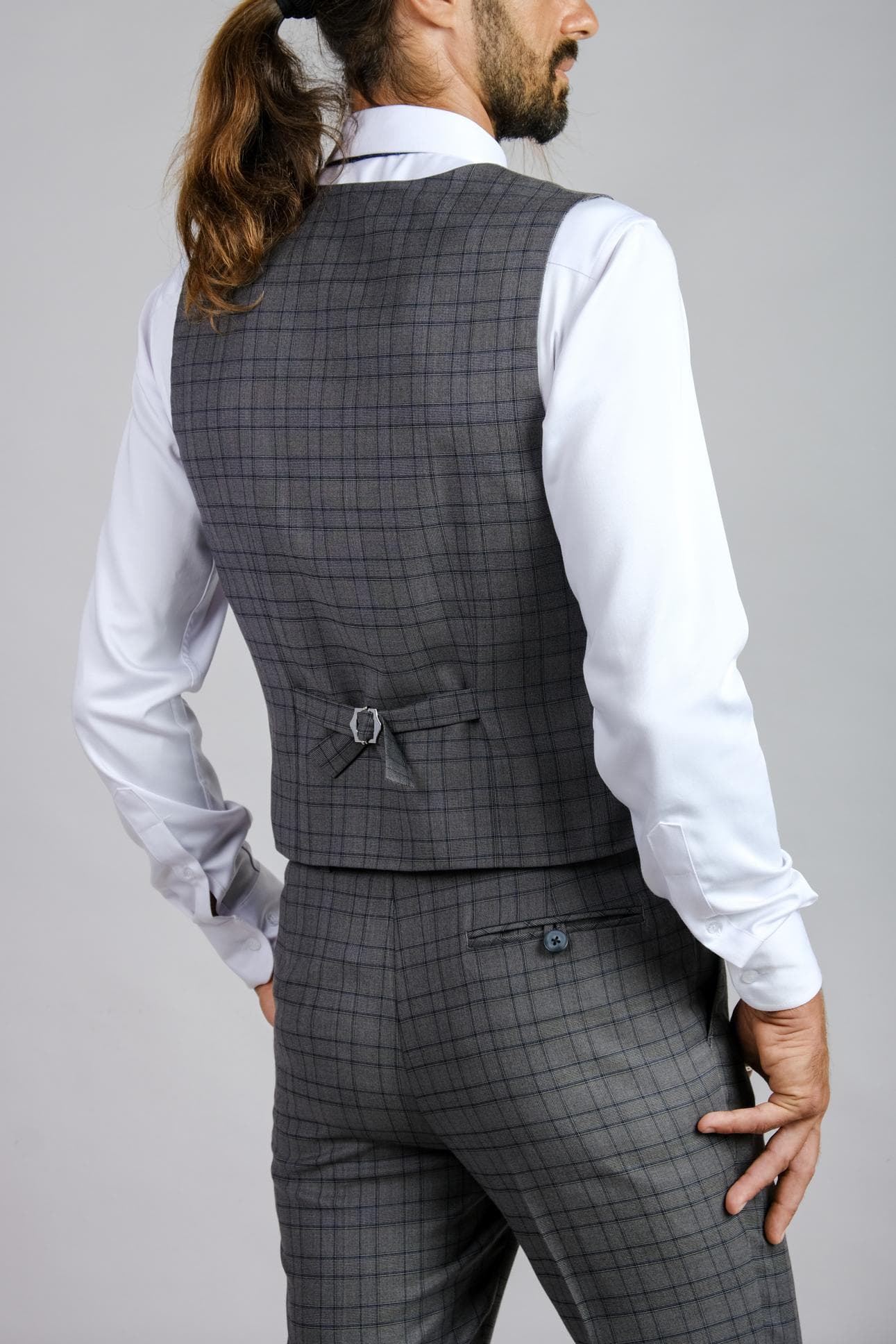 BỘ SUIT CARO XÁM 3 MẢNH