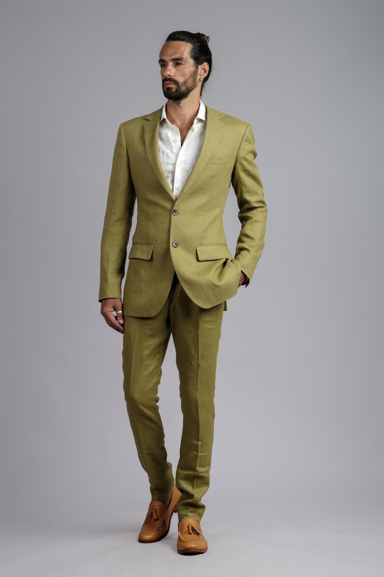 JACKET LINEN MÀU Ô LIU SLIM-FIT
