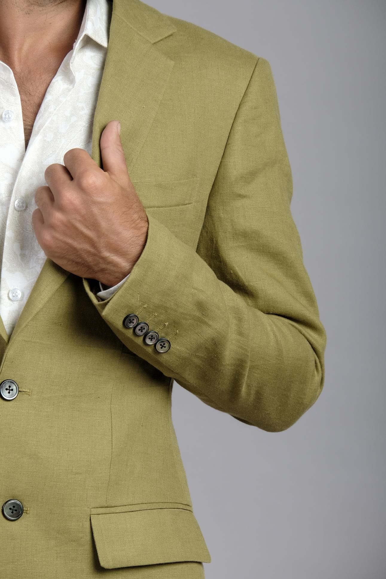 JACKET LINEN MÀU Ô LIU SLIM-FIT