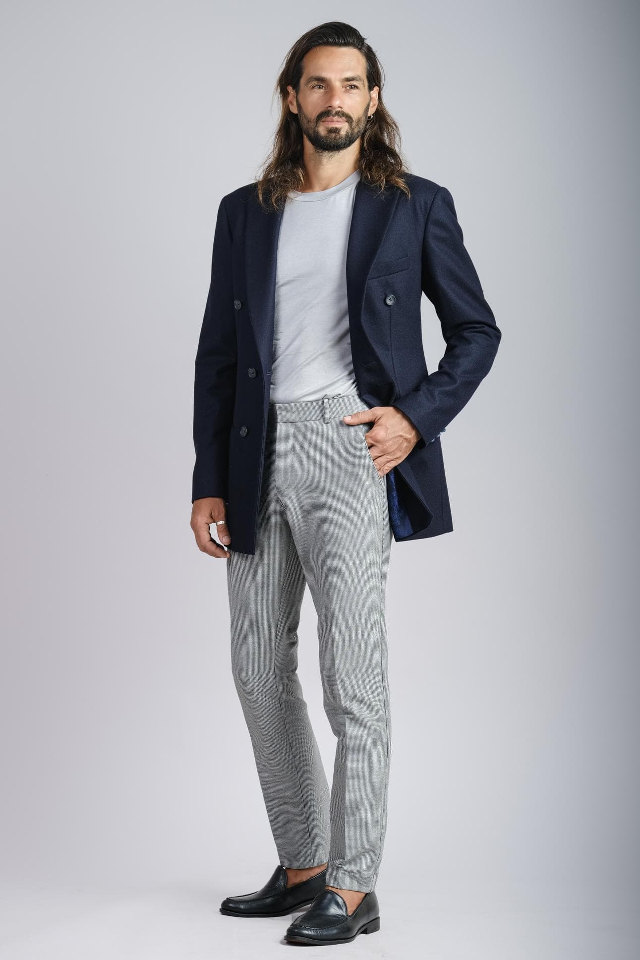 QUẦN XÁM CARO NHÍ SLIM-FIT