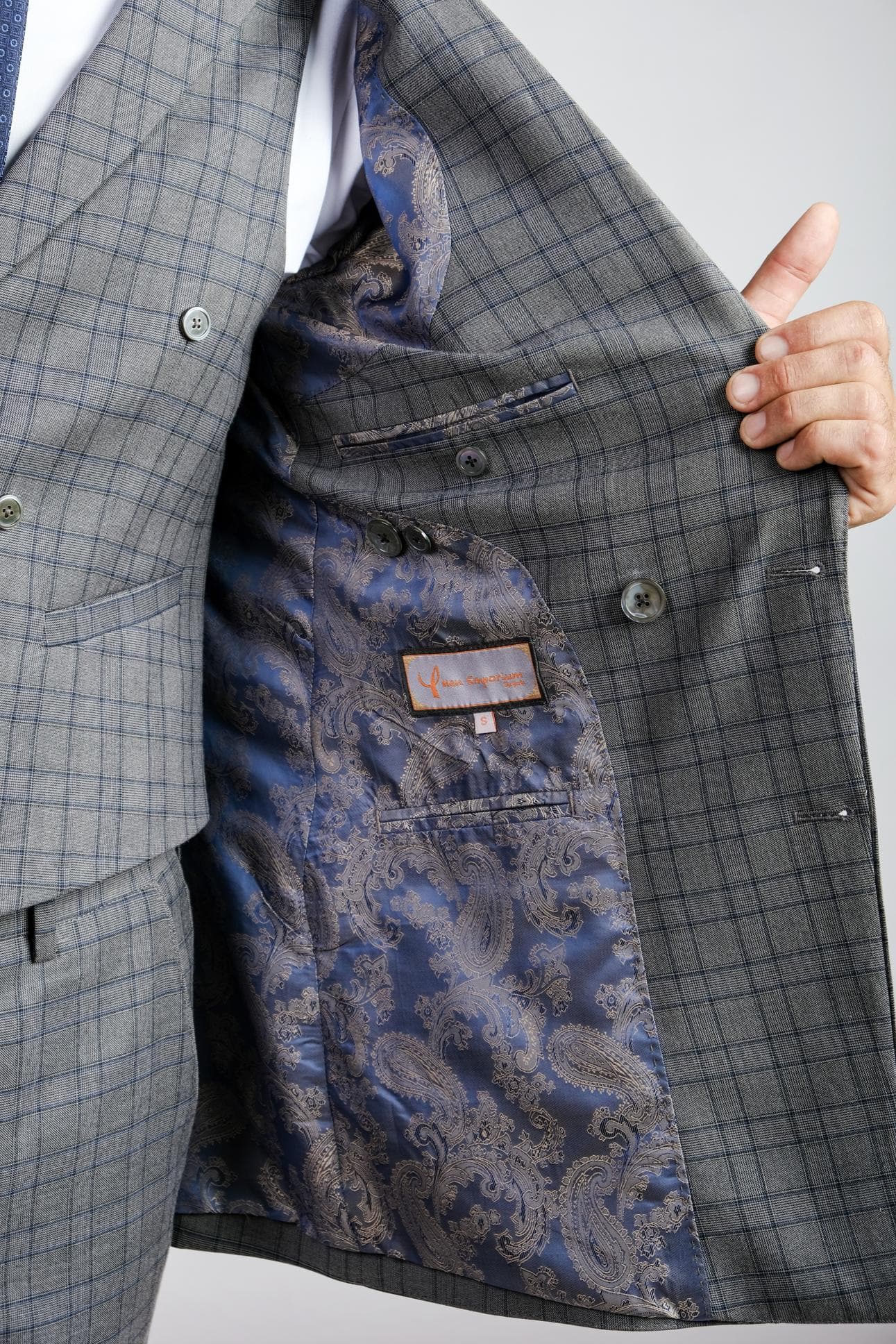 BỘ SUIT CARO XÁM 3 MẢNH