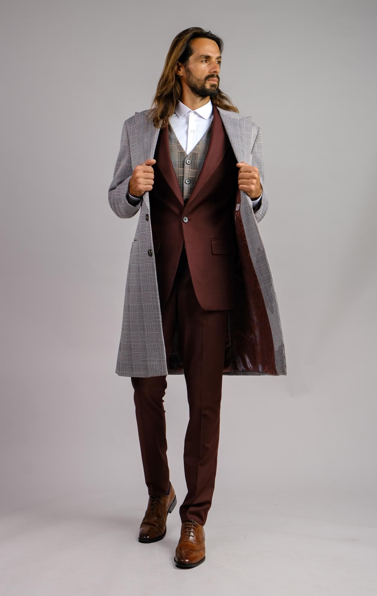 BỘ SUIT 3 MẢNH KẾT HỢP ÁO KHOÁC DÁNG DÀI