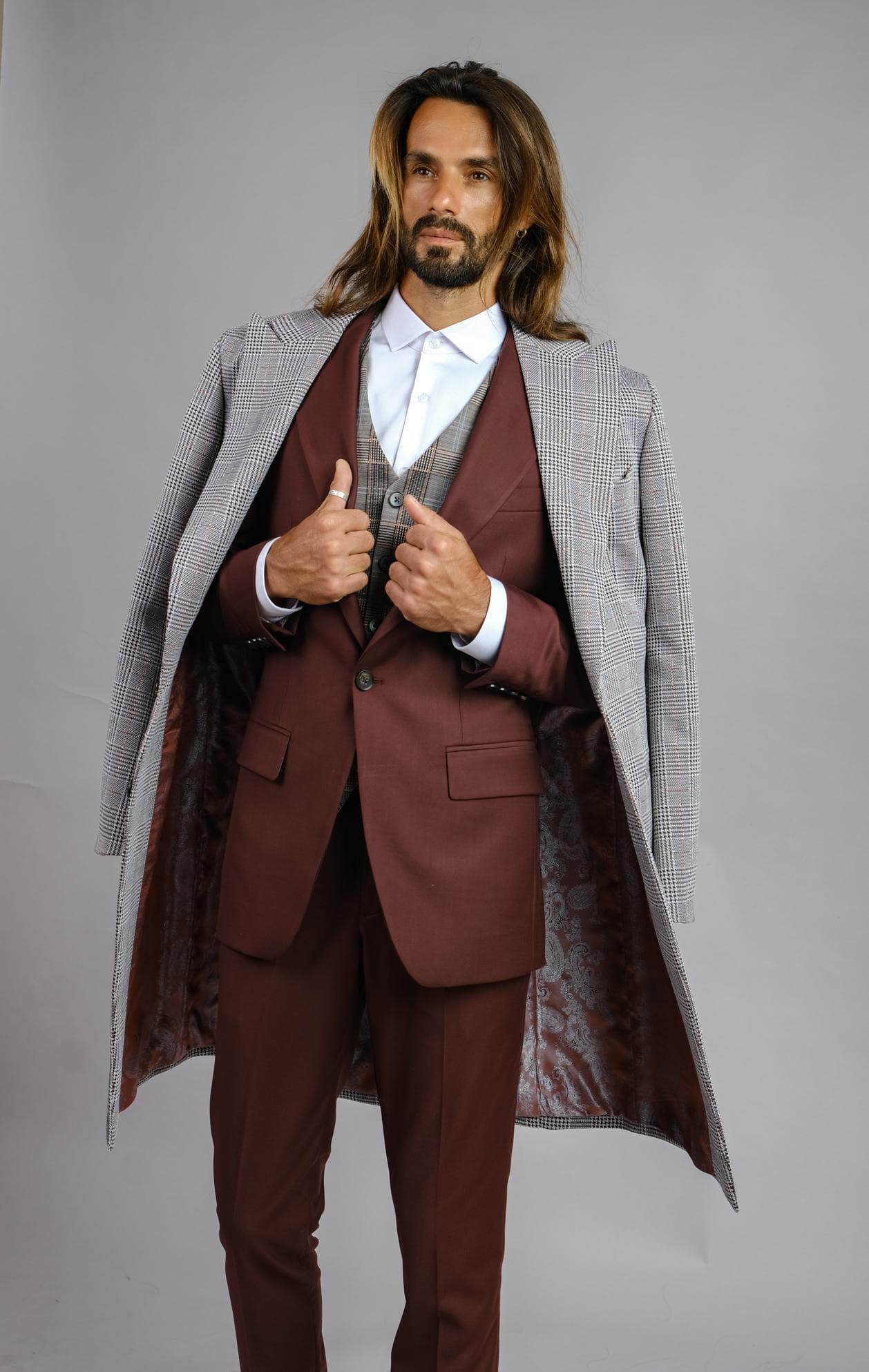 BỘ SUIT 3 MẢNH KẾT HỢP ÁO KHOÁC DÁNG DÀI