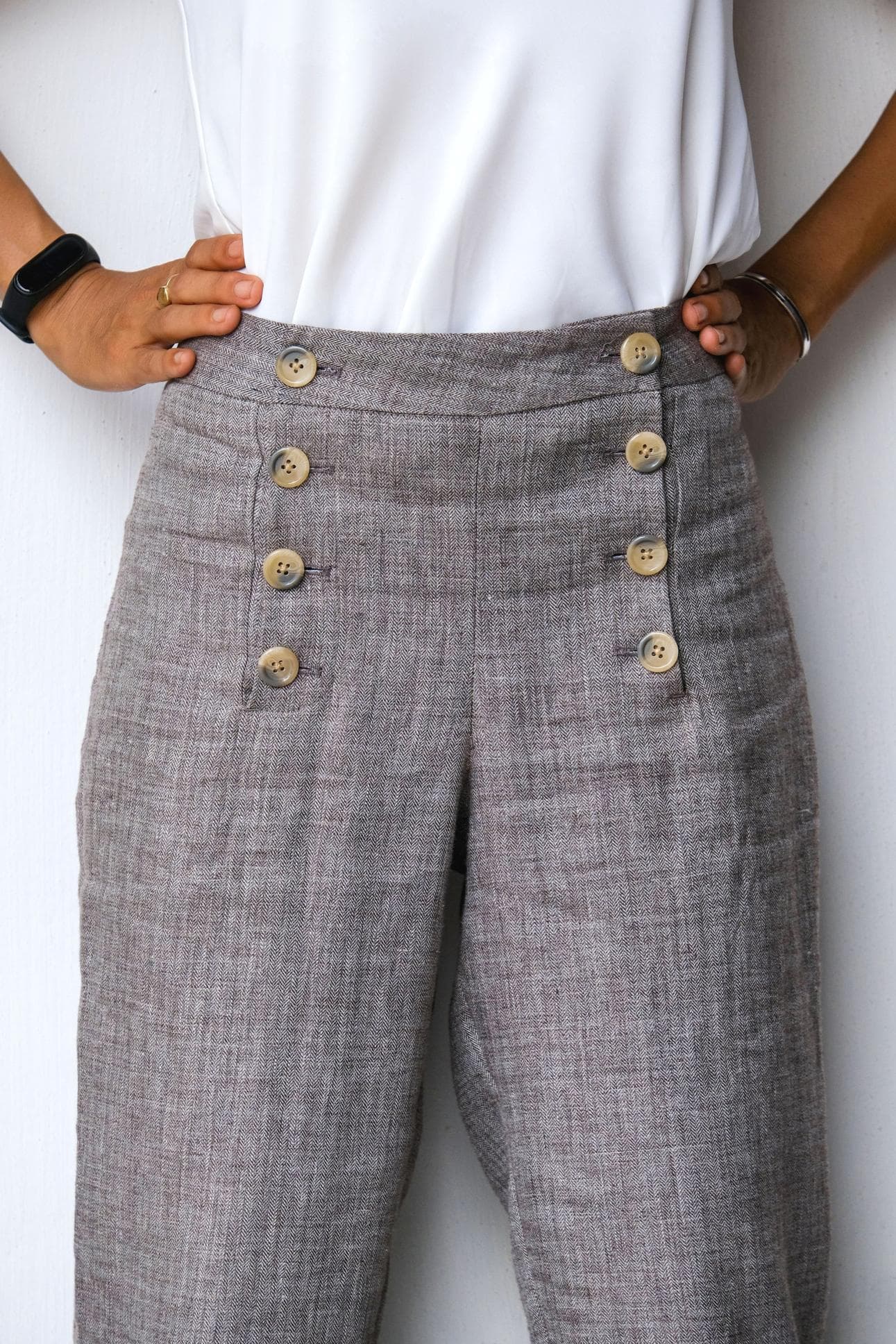 QUẦN LINEN XANH NÚT TRƯỚC