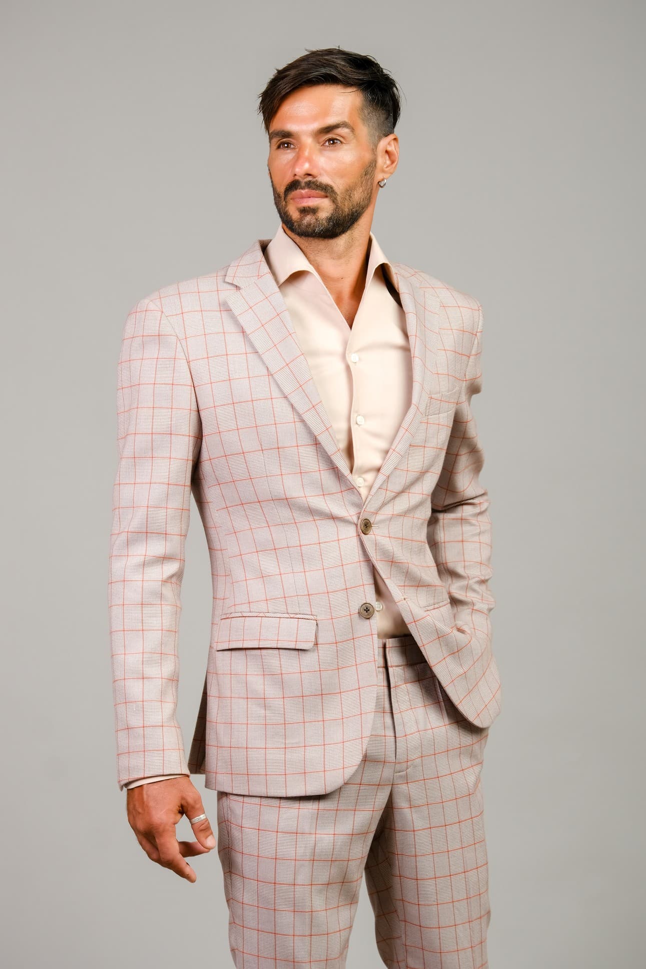 JACKET CARO VẢI LEN Ý PHA SLIM-FIT