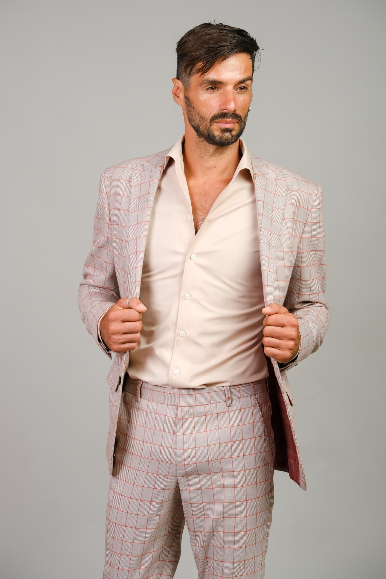JACKET CARO VẢI LEN Ý PHA SLIM-FIT