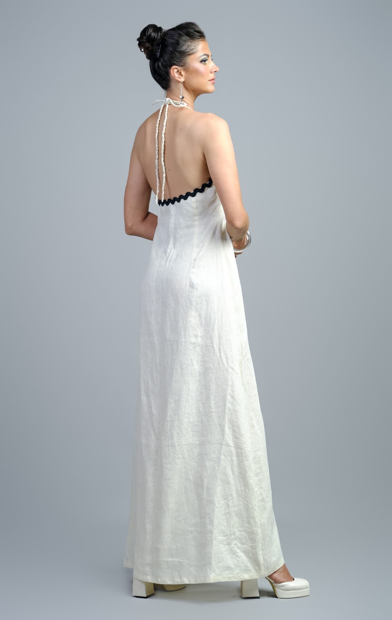 ĐẦM LINEN PHỐI REN ĐEN ZÍCH ZẮC