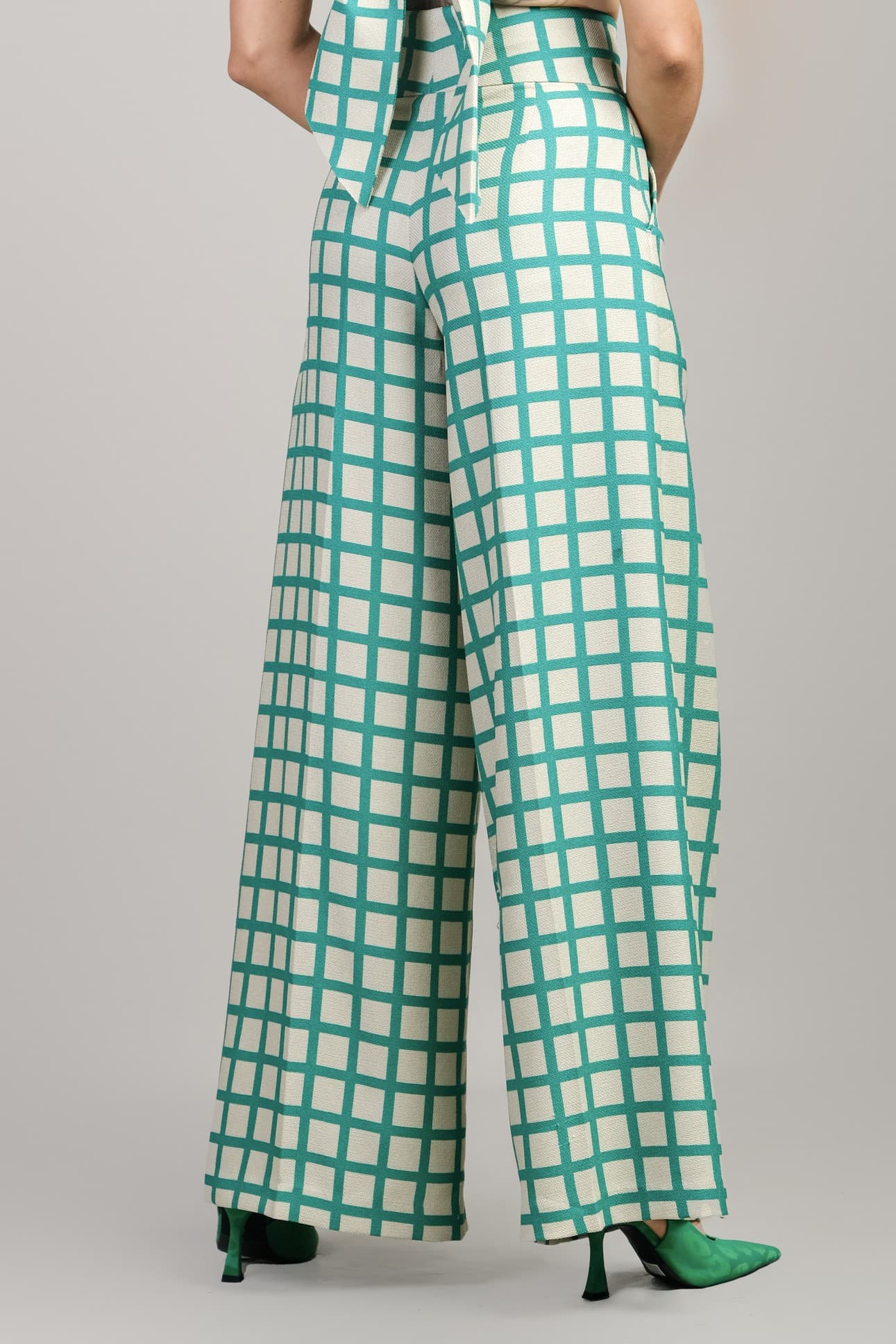 QUẦN CARO LINEN XANH THỜI TRANG