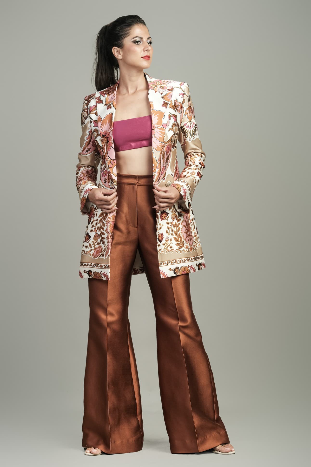 ÁO JACKET LỤA PHA HOA VĂN NỔI BẬT