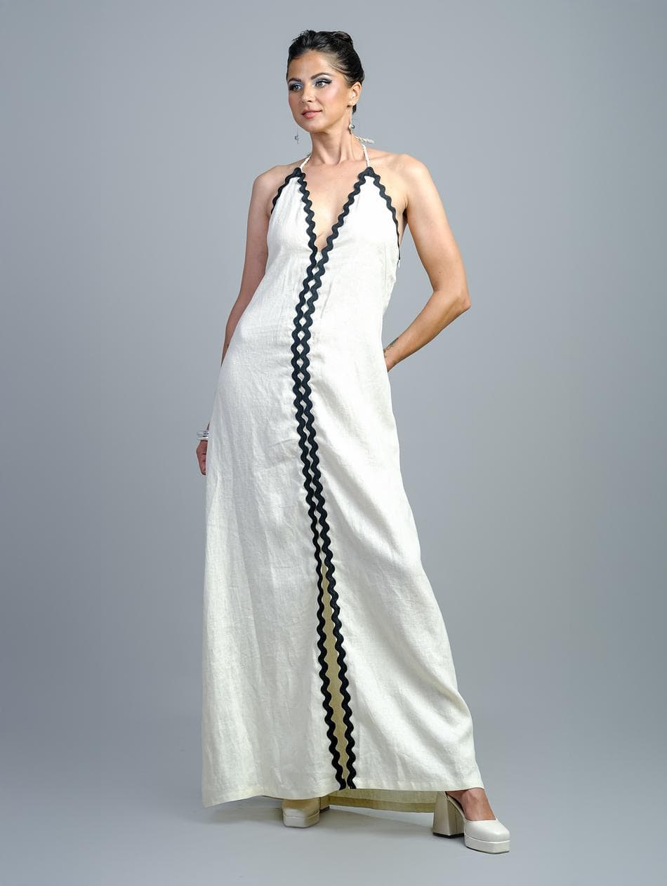 ZIG ZAG LINEN MAXI DRESS